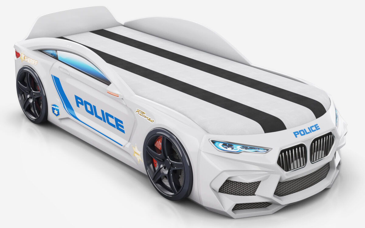 Кровать Машина Romack Romeo-M Police (белая) — фото фабрики Ромак Мебель