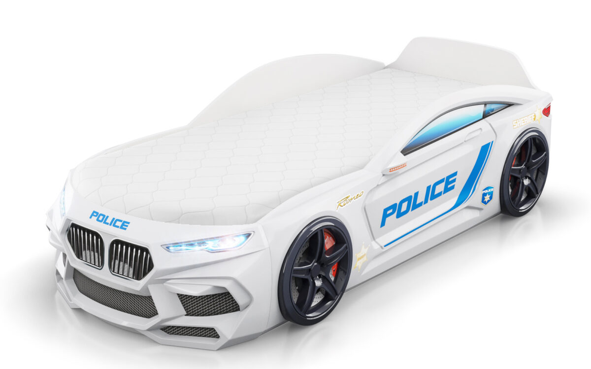 Кровать Машина Romack Romeo Police белая — фото фабрики Ромак Мебель