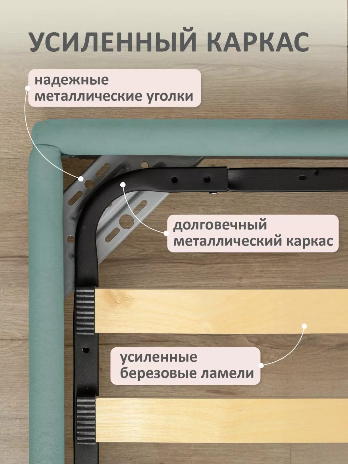Romack Alex кровать односпальная 120*200 цвет-мята — фото фабрики Ромак Мебель