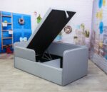 Velluta детская кровать диван с мягкой боковиной и защитным бортиком цвет Серый 180Х80 — фото фабрики Ромак Мебель